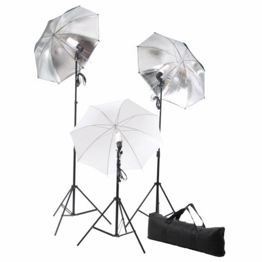 vidaXL Kit studio photo avec 3 lumières + fond blanc