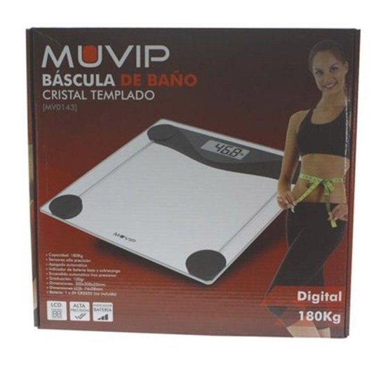 Balança Digital Muvip Cristal Até 180kg Ecrã LCD Desligamento Automático