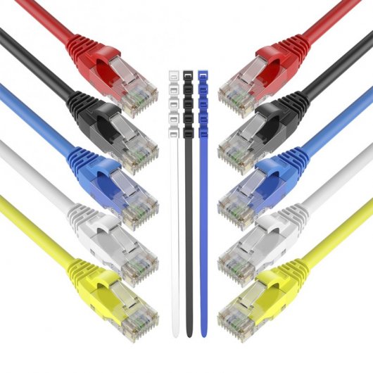 Max Connection Pack 10 Cables de Red UTP RJ45 Cat.6 24AWG 0.5m + 15 Bridas Colores Surtidos