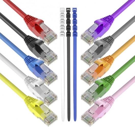 Max Connection Pack 20 Cables de Red UTP RJ45 Cat.6 24AWG 0.5m + 15 Bridas