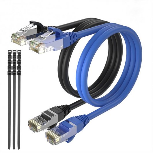 Max Connection Pack 2 Cables de Red UTP RJ45 Cat.6 24AWG 10m + 15 Bridas Colores Surtidos