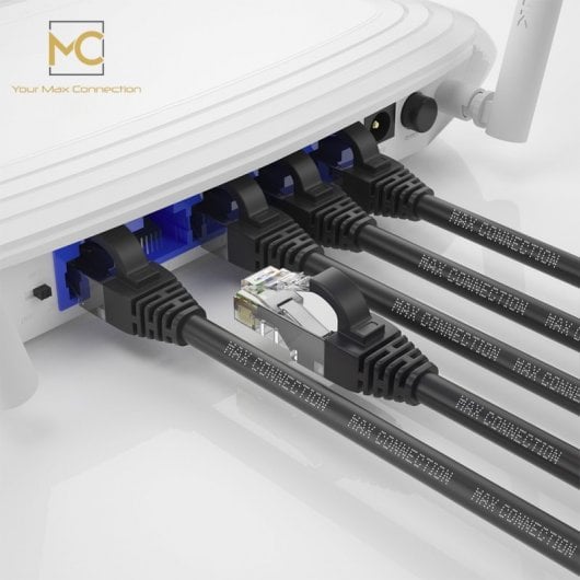 Max Connection Cable de Red UTP RJ45 Cat.6 24AWG 50m + 15 Bridas Negro