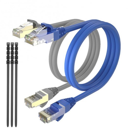 Max Connection Pack 2 Cables de Red F/STP RJ45 Cat.7 24AWG 3m + 15 Bridas Colores Surtidos