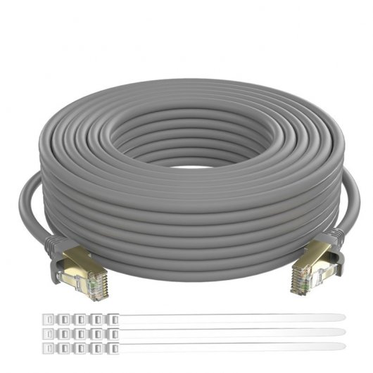 Max Connection Cable de Red RJ45 Cat.7 24AWG 20m + 15 Bridas Gris