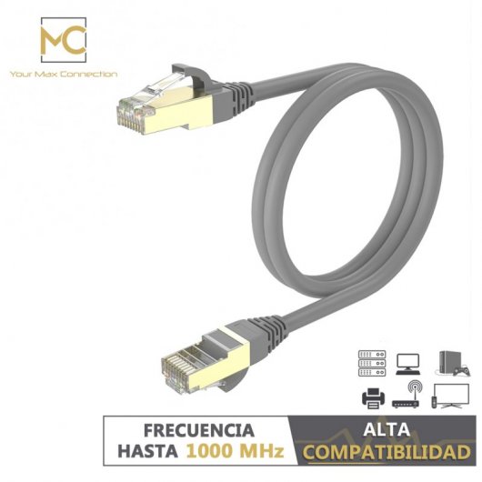 Max Connection Cable de Red RJ45 Cat.7 24AWG 20m + 15 Bridas Gris