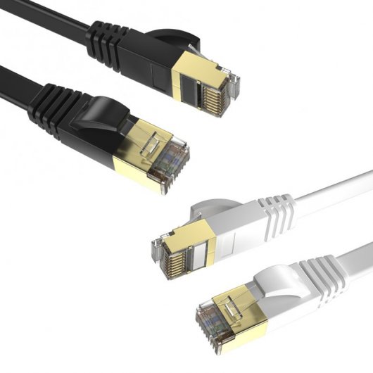Max Connection Pack 2 Cables de Red Planos F/STP RJ45 Cat.7 32AWG 0.5m + 15 Bridas Colores Surtidos