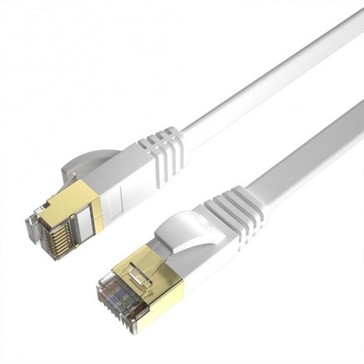 Max Connection Cable de Red Plano RJ45 Cat.7 32AWG 10m + 15 Bridas Blanco
