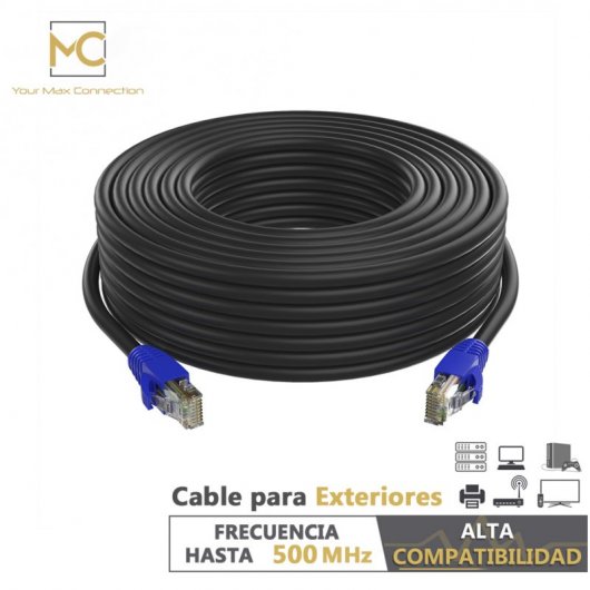 Max Connection Cable de Red UTP RJ45 Cat.6 PVC 26AWG Exteriores 12m + 15 Bridas Negro