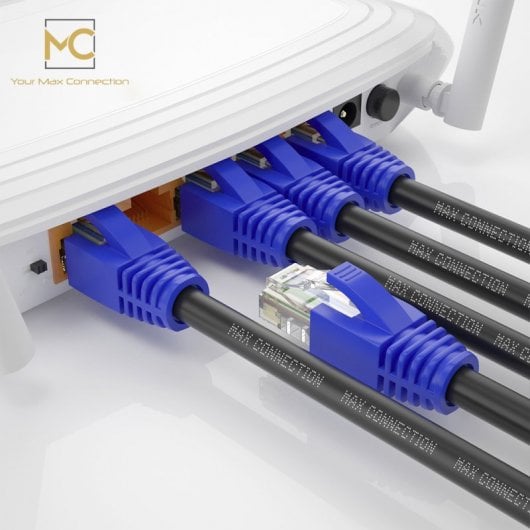 Max Connection Cable de Red UTP RJ45 Cat.6 PVC 26AWG Exteriores 12m + 15 Bridas Negro