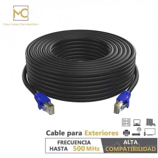 Max Connection Cable de Red UTP RJ45 Cat.6 24AWG Exteriores 25m + 15 Bridas Negro