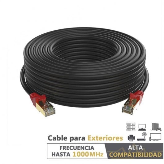 Max Connection Cable de Red UTP RJ45 Cat.7 26AWG Exteriores 50m + 15 Bridas Negro