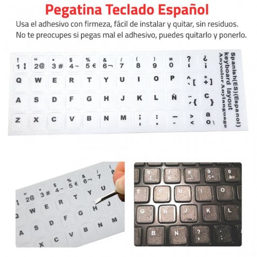 E-Nuc Etiquetas Adhesivas para Teclado Español Blanco