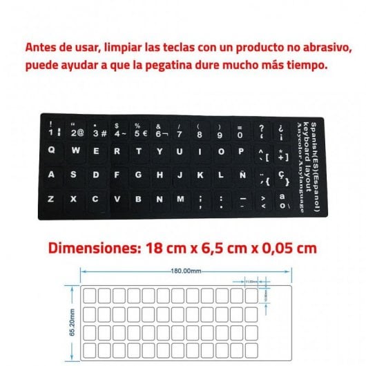 E-Nuc Etiquetas Adhesivas para Teclado Español Negro