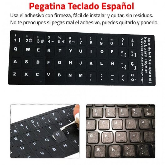 E-Nuc Etiquetas Adhesivas para Teclado Español Negro