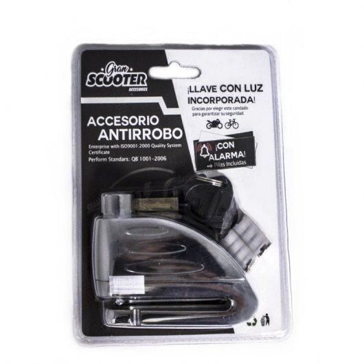 Gran Scooter Accesories Candado Antirrobo de Pinza para Moto Plata