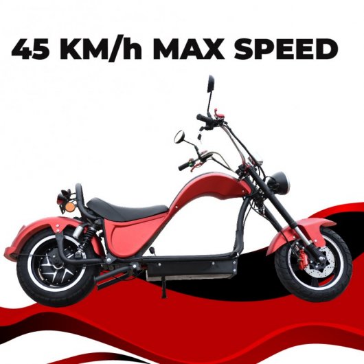 CityCoco Cobra Moto Chopper Eléctrica Matriculable 2000W Roja