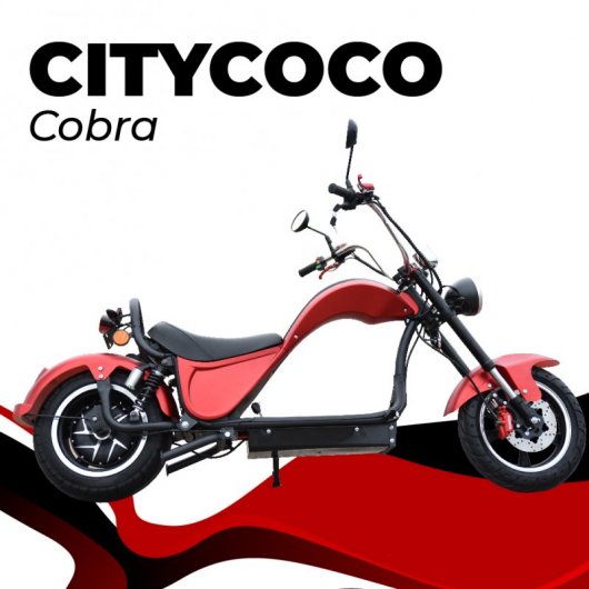 CityCoco Cobra Moto Chopper Eléctrica Matriculable 2000W Roja