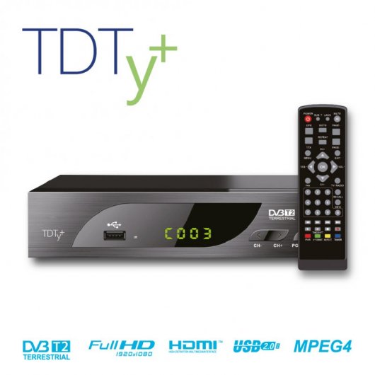 Biwond TDTy+ Receptor DVB-T2 FullHD Reproductor/Grabador USB 2.0