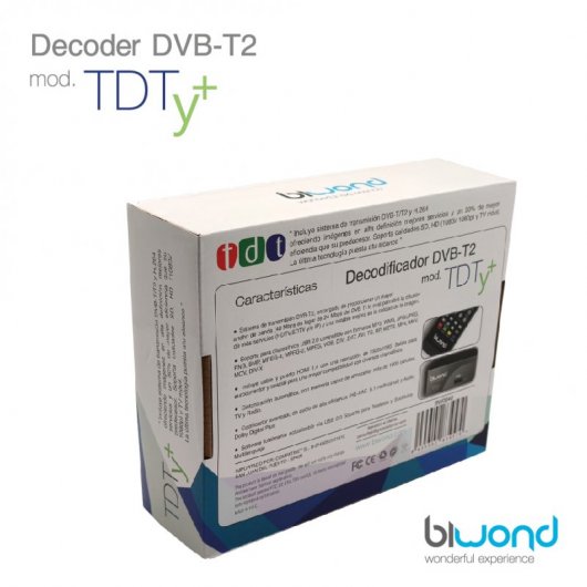 Biwond TDTy+ Receptor DVB-T2 FullHD Reproductor/Grabador USB 2.0