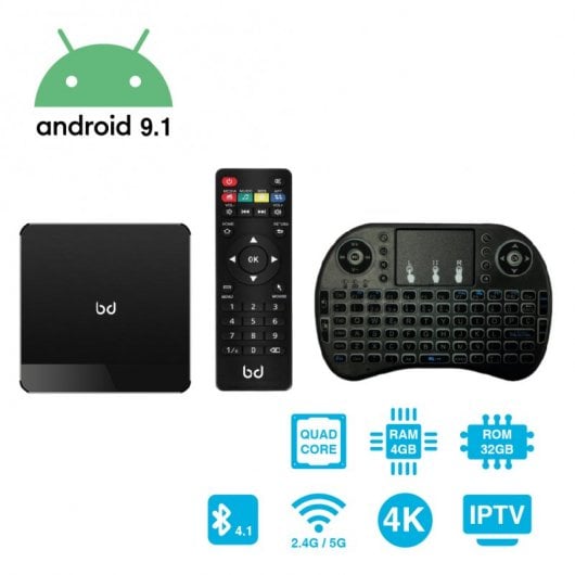 Biwond HomeBox Pro Android TV Box 32GB con Teclado Inalámbrico