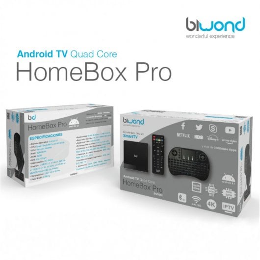 Biwond HomeBox Pro Android TV Box 32GB con Teclado Inalámbrico