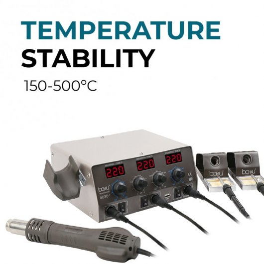 Baku 603D+ Estación de Soldadura + Pistola de Aire Caliente 800W