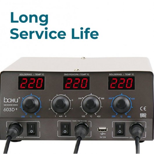 Baku 603D+ Estación de Soldadura + Pistola de Aire Caliente 800W