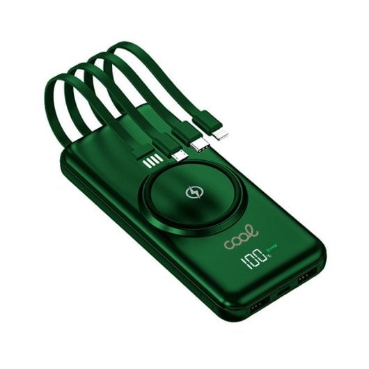 Coole Powerbank 10.000 mAh 4 Anschlüsse + Wireless Charging Grün