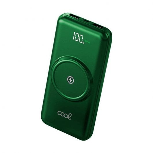 Coole Powerbank 10.000 mAh 4 Anschlüsse + Wireless Charging Grün