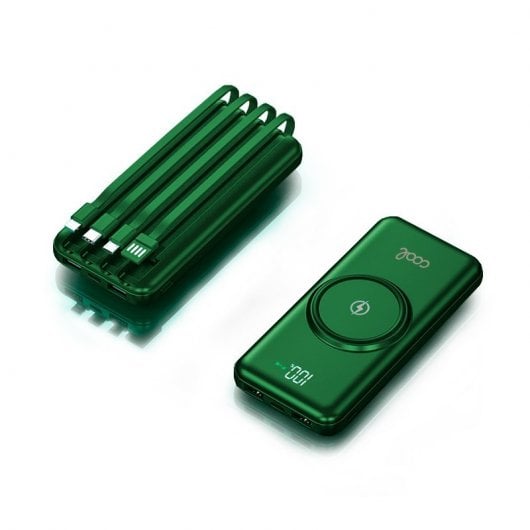 Coole Powerbank 10.000 mAh 4 Anschlüsse + Wireless Charging Grün