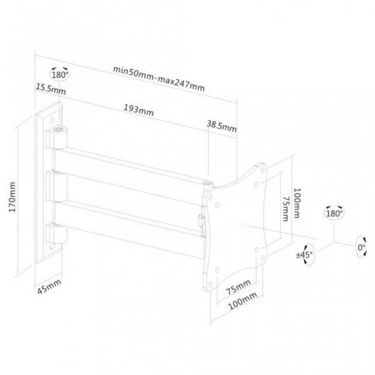 NewStar Soporte de Pared Inclinable para Monitor/TV 10"/27" 100x100 Máx 15Kg