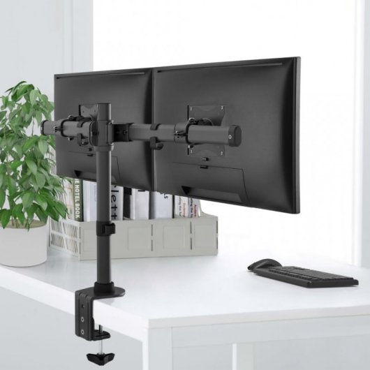 NewStar Soporte para 2 Monitores 10"/27" VESA 100x100mm 10Kg Negro
