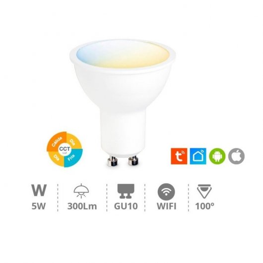 Garsaco Bombilla LED Dicroica Inteligente WiFi 5W GU10