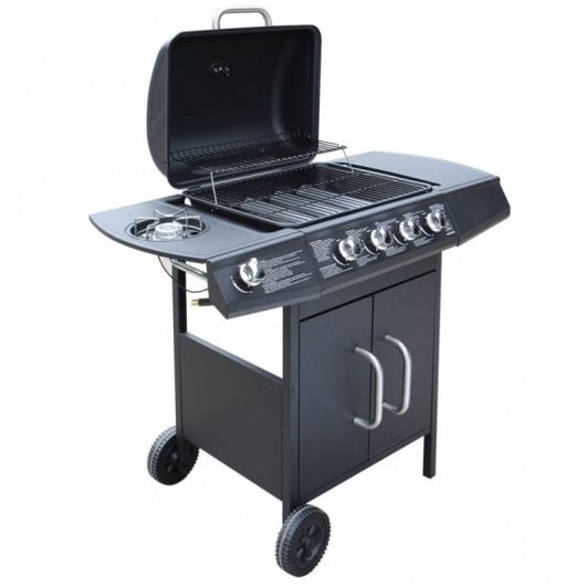 VidaXL Barbacoa Grill de Gas 4+1 Fogones Negro
