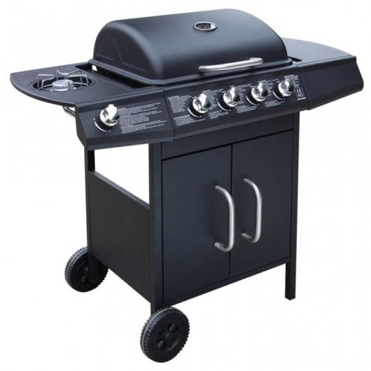 VidaXL Barbacoa Grill de Gas 4+1 Fogones Negro