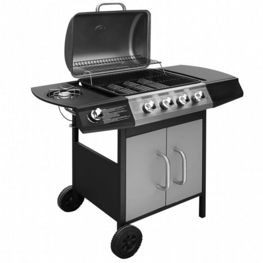 Barbecue à gaz VidaXL 4+1 brûleurs noir/argent (273790)