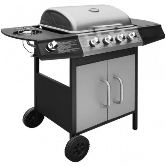 Barbecue à gaz VidaXL 4+1 brûleurs noir/argent (273790)
