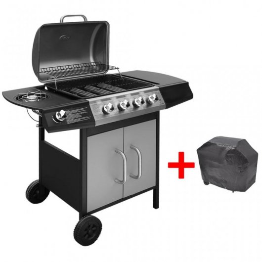 Barbecue à gaz VidaXL 4+1 brûleurs noir/argent (273790)