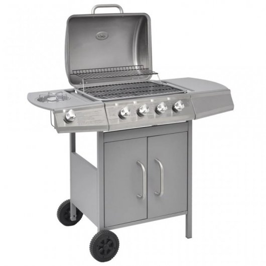 VidaXL Barbacoa Grill de Gas 4+1 Fogones Plateada