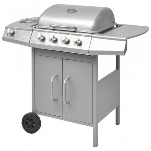 VidaXL Barbacoa Grill de Gas 4+1 Fogones Plateada