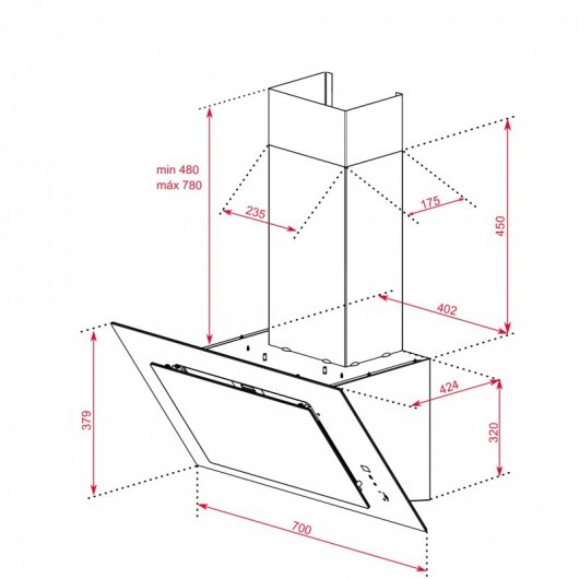 Teka DVT 78660 TBS Campana Decorativa 70 cm A+ Blanca