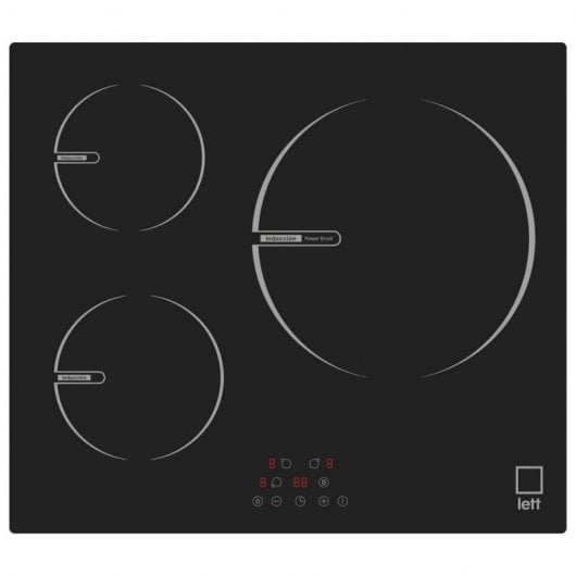 LETT IN329 Placa de Inducción 3 Zonas 60cm Negra