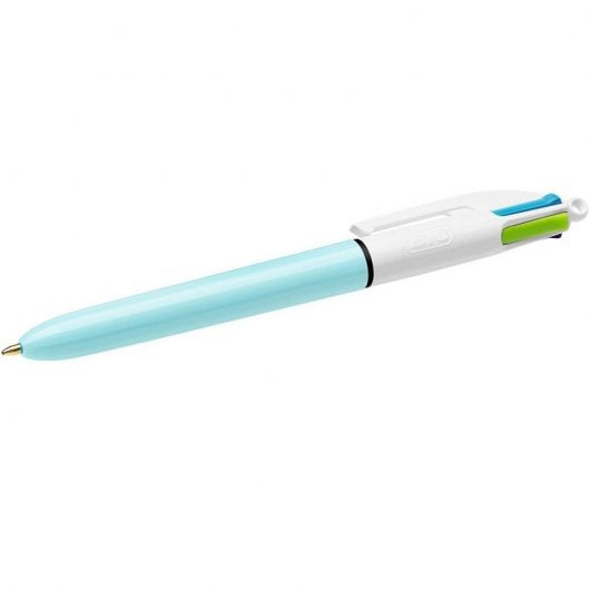 Bic Fun 4 Couleurs Boîte de 12 Stylos Rétractables Corps Bleu Pastel