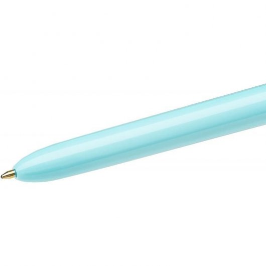 Bic Fun 4 Couleurs Boîte de 12 Stylos Rétractables Corps Bleu Pastel