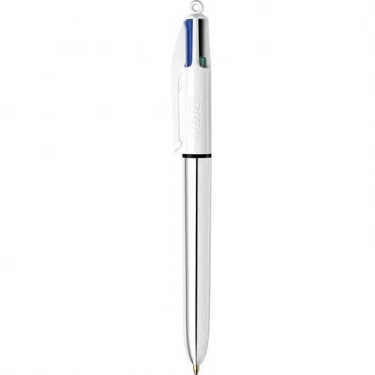 Bic Shine 4 Colori Scatola da 12 Penne Retrattili Corpo Argento