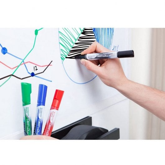 Bic Velleda Boite de 12 Feutres Pointe Ronde pour Tableau Noir