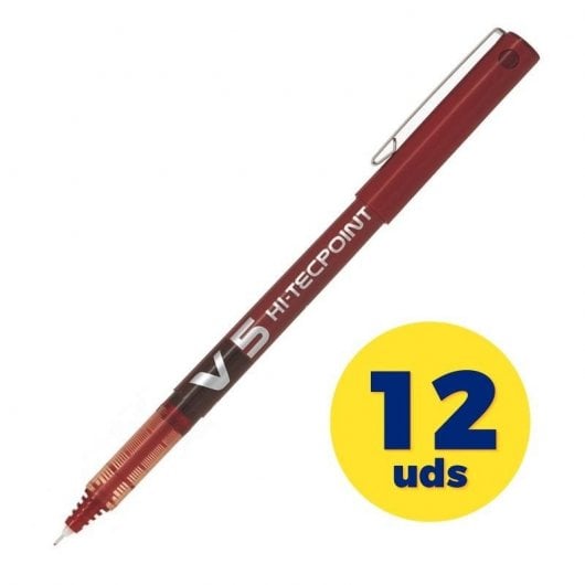 Pilot V5 Pilot V5 Caja 12 Rotuladores Tinta Líquida Rojo