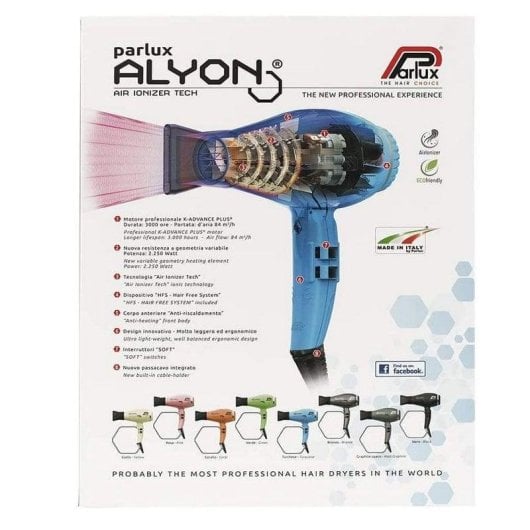Secador de Cabelo Profissional Parlux Alyon 2250W 4 Temperaturas 2 Velocidades Iónico Rosa