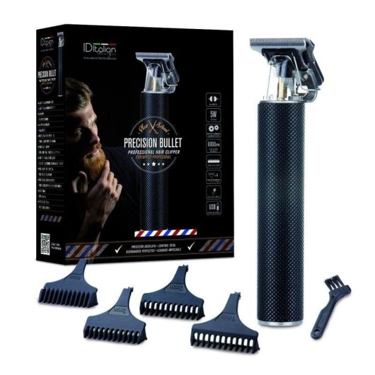 Tondeuse Homme Italian Design Precision Bullet sans Fil 1-4mm 4 Sabots Acier Inox