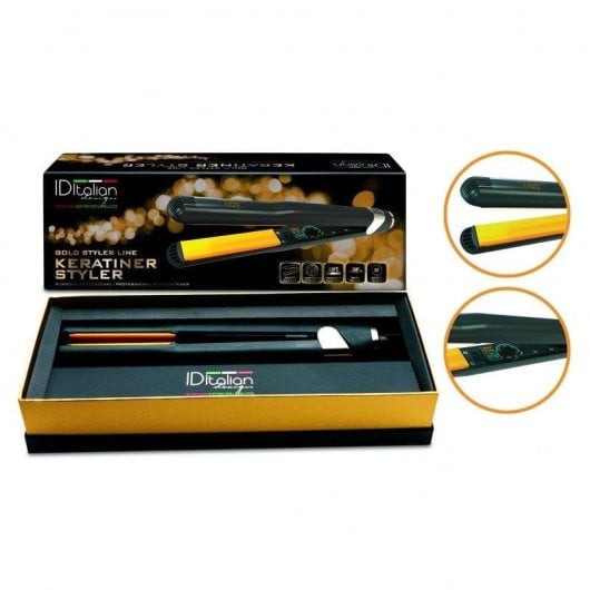 Lisseur Céramique Professionnel Italian Design Gold Styler Keratiner 230ºC Arrêt Automatique Noir/Doré